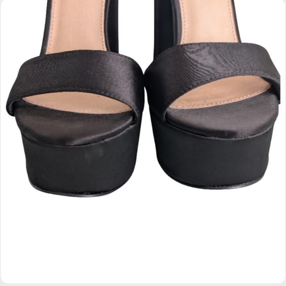 Steve Madden Platform Sandals Black Satin Size 9  Revolve - Picture 5 of 15